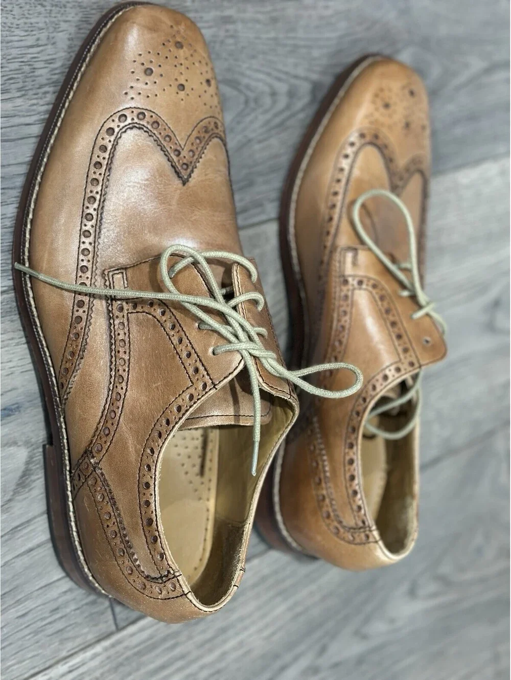 Cole Haan Wingtip Oxford Brown Leather Dress Shoes C09303 Mens Size 9 1/2